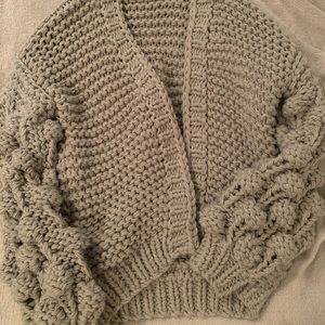 Bobble sleeve oversized knit sweater